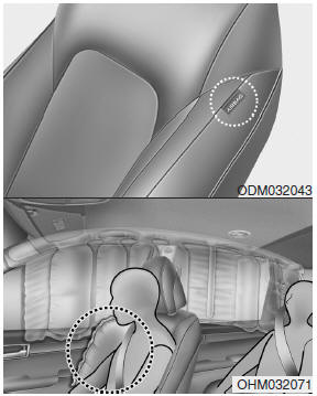 Hyundai Santa Fe: Side impact air bag. ❈ The actual air bags in the vehicle may differ from the illustration.
