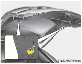 Hyundai Santa Fe: Rear combination lamp bulb replacement. 1. Open the tailgate.