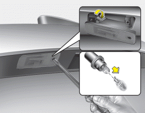 Hyundai Santa Fe: High mounted stop lamp replacement. 1. Loosen the lens retaining screws with a screwdriver.