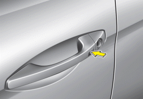 Hyundai Santa Fe: Smart key function. Using the door handle button