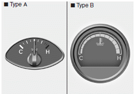 Hyundai Santa Fe: Gauges. This gauge indicates the temperature of the engine coolant when the ignition