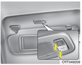 Hyundai Santa Fe: Vanity mirror lamp. Pull the sunvisor downward and you can turn the vanity mirror lamp ON or OFF