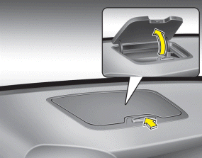 Hyundai Santa Fe: Multi box. To open the cover, push the lever (1) and the multi box will open automatically.