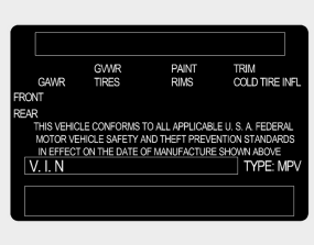 Hyundai Santa Fe: Certification label. The certification label is located on the driver's door sill at the center pillar.