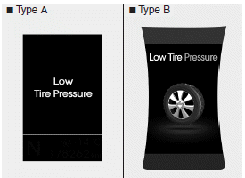 Hyundai Santa Fe: Low tire pressure indicator. When the tire pressure monitoring system warning indicator is illuminated, one