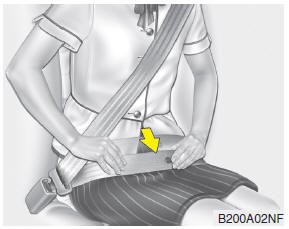 Hyundai Santa Fe: Seat belt restraint system. WARNING