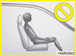 Hyundai Santa Fe: Main components of occupant classification system. - Never sit with hips shifted towards the front of the seat.
