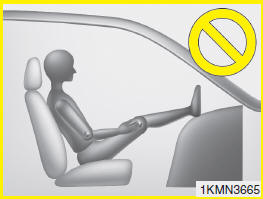 Hyundai Santa Fe: Main components of occupant classification system. - Never place feet on the dashboard.
