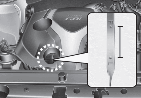 Hyundai Santa Fe: Checking the engine oil level. Type B