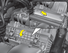 Hyundai Santa Fe: Air cleaner. 2. Wipe the inside of the air cleaner.