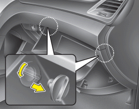 Hyundai Santa Fe: Filter replacement. 2. With the glove box open, remove the stoppers on both sides.