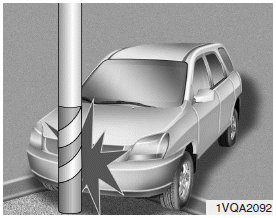 Hyundai Santa Fe: Curtain air bag.  Air bags may not inflate if the vehicle collides with objects such as utility