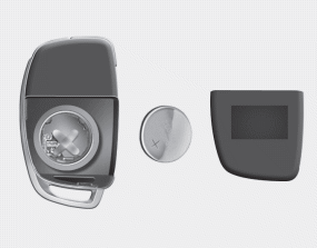 Hyundai Santa Fe: Battery replacement. The transmitter uses a 3 volt lithium battery which will normally last for several