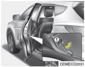 Hyundai Santa Fe: Child-protector rear door lock. The child safety lock is provided to help prevent children from accidentally