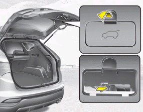 Hyundai Santa Fe: Emergency tailgate safety release. Your vehicle is equipped with the emergency tailgate safety release lever located