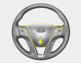 Hyundai Santa Fe: Horn. To sound the horn, press the area indicated by the horn symbol on your steering