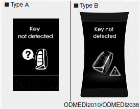 Hyundai Santa Fe: Warning Messages.  This warning message illuminates if the smart key is not detected when you