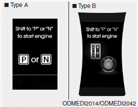 Hyundai Santa Fe: Warning Messages.  This warning message illuminates if you try to start the engine with the shift