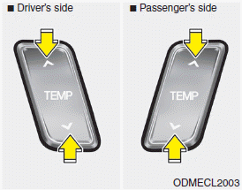 Hyundai Santa Fe: Manual heating and air conditioning. The temperature will increase by pushing the up button. Each push of the button