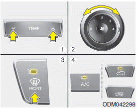 Hyundai Santa Fe: Manual climate control system. 1. Select desired temperature.
