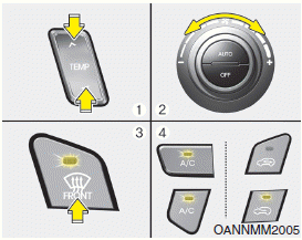 Hyundai Santa Fe: Automatic climate control system. 1. Select desired temperature.