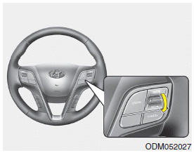 Hyundai Santa Fe: To set cruise control speed. 3. Move the lever down (to SET-), and release it at the desired speed. The SET