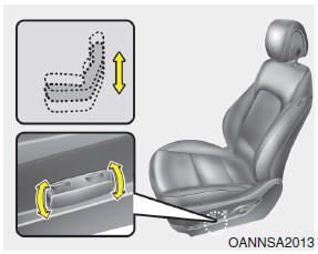 Hyundai Santa Fe: Front seat adjustment - Power. Seat height (for drivers seat)