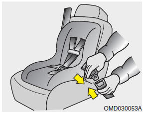 Hyundai Santa Fe: Using a child restraint system Hyundai Santa Fe: Using a child restraint system. To install a child restraint system on the outboard or center rear seats, do