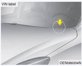 Hyundai Santa Fe: Vehicle identification number (VIN) Hyundai Santa Fe: Vehicle identification number (VIN). The VIN is also on a plate attached to the top of the dashboard. The number on