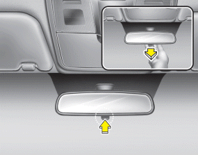 Hyundai Santa Fe: Mirrors Hyundai Santa Fe: Mirrors. Make this adjustment before you start driving and while the day/night lever is