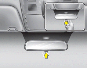 Hyundai Santa Fe: Mirrors. Make this adjustment before you start driving and while the day/night lever is