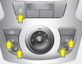 Hyundai Santa Fe: Heating and air conditioning. The mode selection button controls the direction of the air flow through the